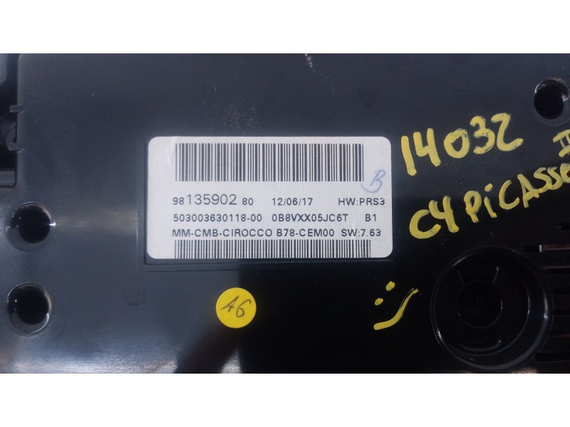 Recambio de cuadro instrumentos para citroën c4 picasso ii 1.2 thp 130 referencia OEM IAM 9813590280  