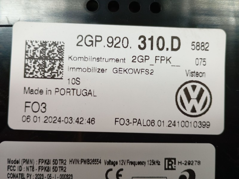 Recambio de cuadro instrumentos para volkswagen t-cross (c11, d31) 1.0 tsi referencia OEM IAM 2GP920310D  