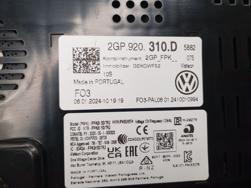 Recambio de cuadro instrumentos para volkswagen t-cross (c11, d31) 1.0 tsi referencia OEM IAM 2GP920310D  