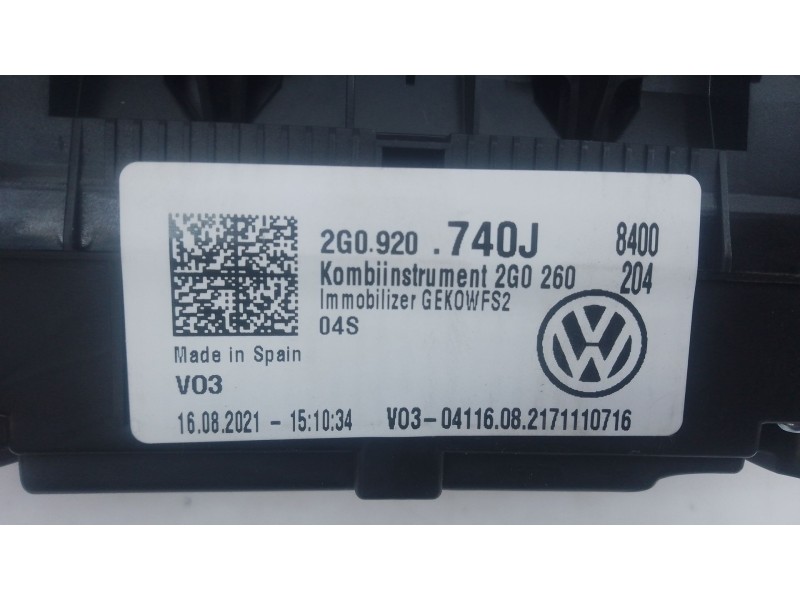 Recambio de cuadro instrumentos para volkswagen t-cross (c11, d31) 1.0 tsi referencia OEM IAM 2G0920740J  