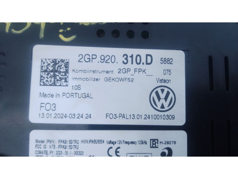 Recambio de cuadro instrumentos para volkswagen t-cross (c11, d31) 1.0 tsi referencia OEM IAM 2GP920310D  