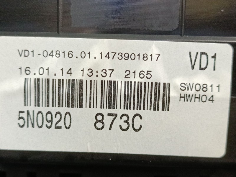Recambio de cuadro instrumentos para volkswagen tiguan (5n_) 2.0 tdi referencia OEM IAM 5N0920873C  