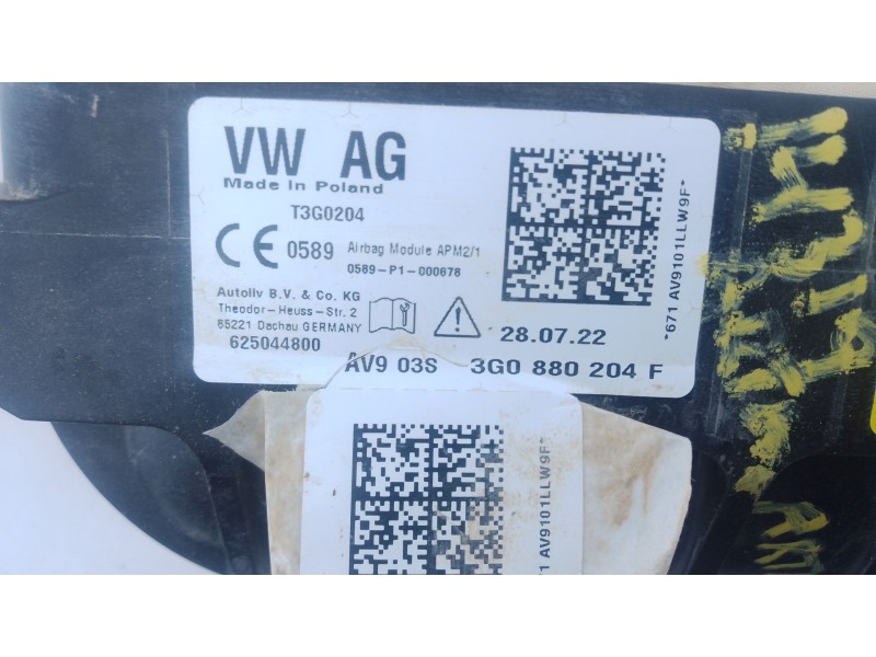 Recambio de airbag delantero derecho para volkswagen arteon (3h7, 3h8) 2.0 tdi referencia OEM IAM   