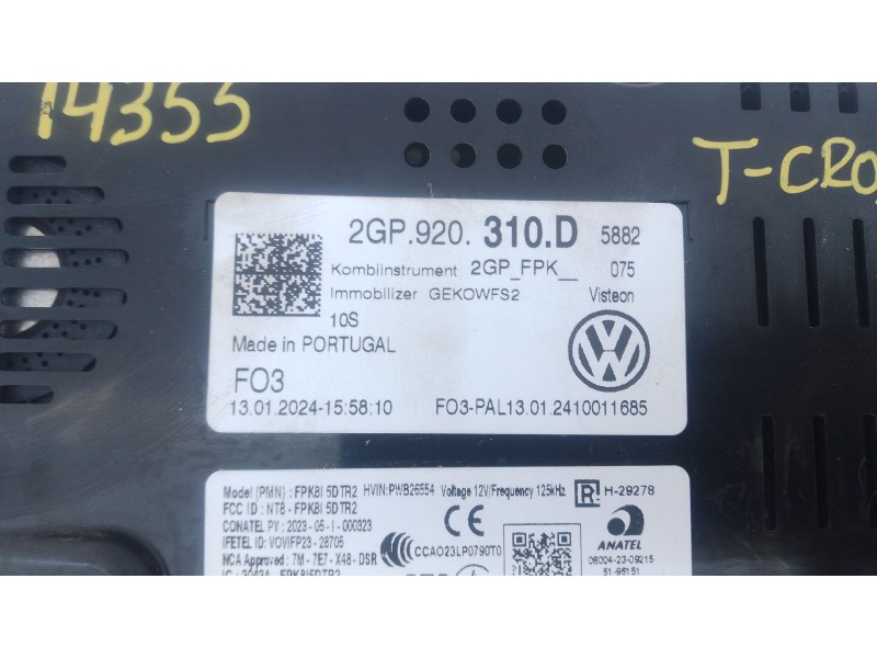 Recambio de cuadro instrumentos para volkswagen t-cross (c11, d31) 1.0 tsi referencia OEM IAM   