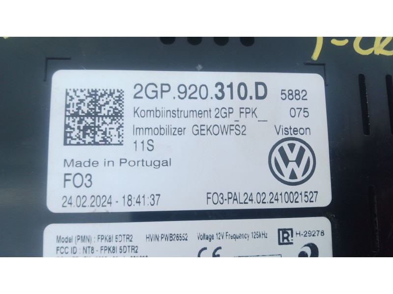 Recambio de cuadro instrumentos para volkswagen t-cross (c11, d31) 1.0 tsi referencia OEM IAM 2GP920310D  