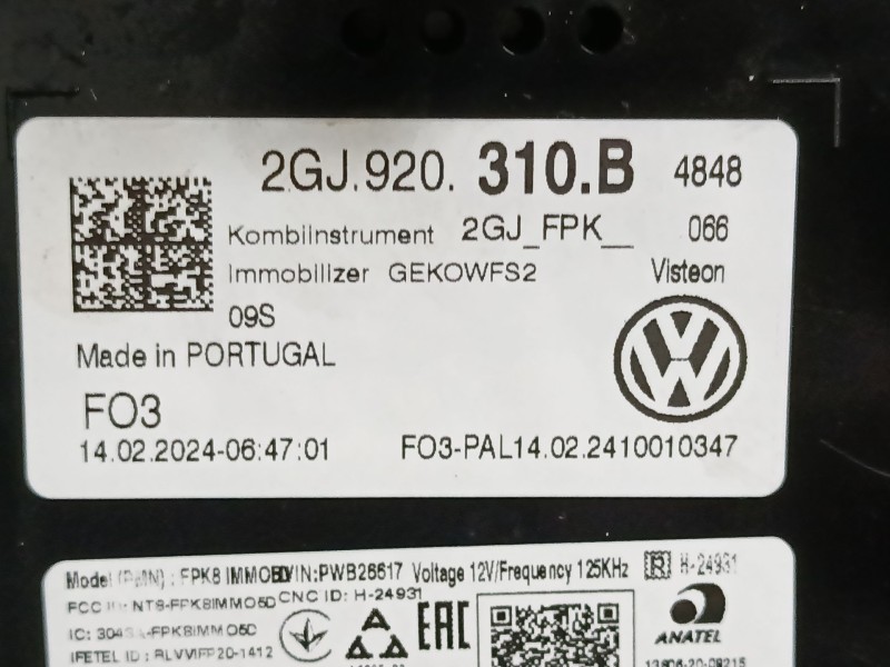 Recambio de cuadro instrumentos para volkswagen t-roc (a11, d11) 1.5 tsi referencia OEM IAM 2GJ920310B  