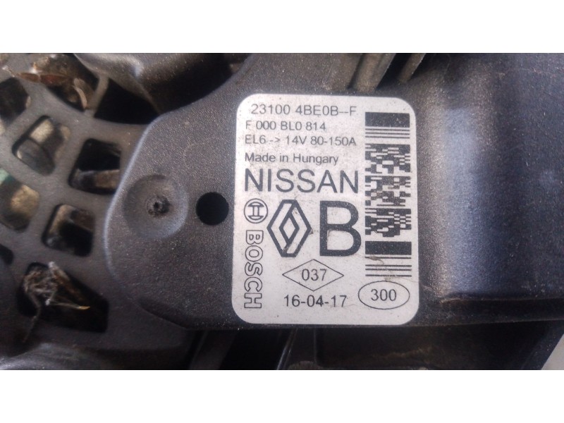 Recambio de alternador para renault kadjar (ha_, hl_) 1.6 dci 130 referencia OEM IAM   
