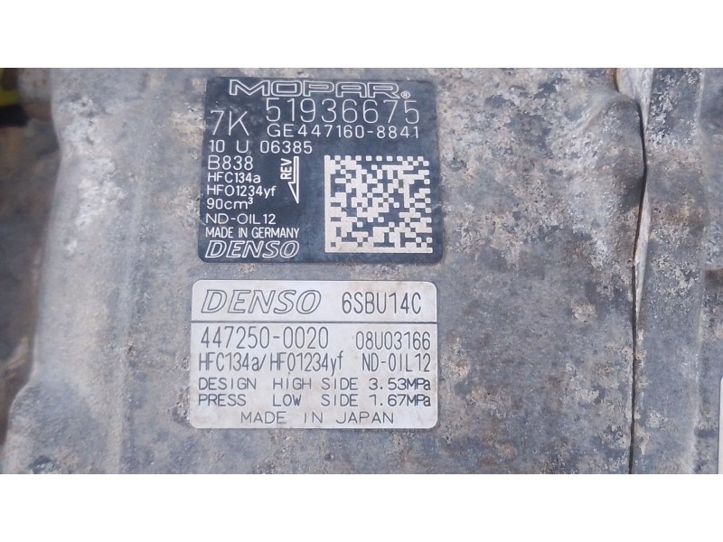 Recambio de compresor aire acondicionado para jeep renegade suv (bu, b1, bv) 1.6 crd referencia OEM IAM   