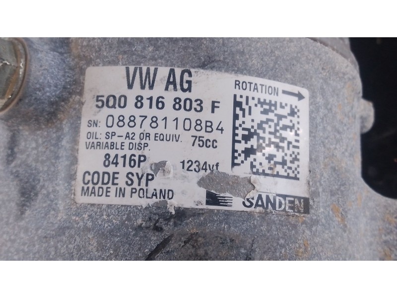 Recambio de compresor aire acondicionado para seat leon (5f1) 1.6 tdi referencia OEM IAM 5Q0816803F  