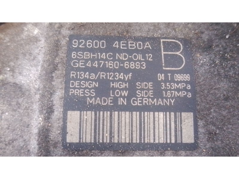 Recambio de compresor aire acondicionado para renault kadjar (ha_, hl_) 1.6 dci 130 referencia OEM IAM   