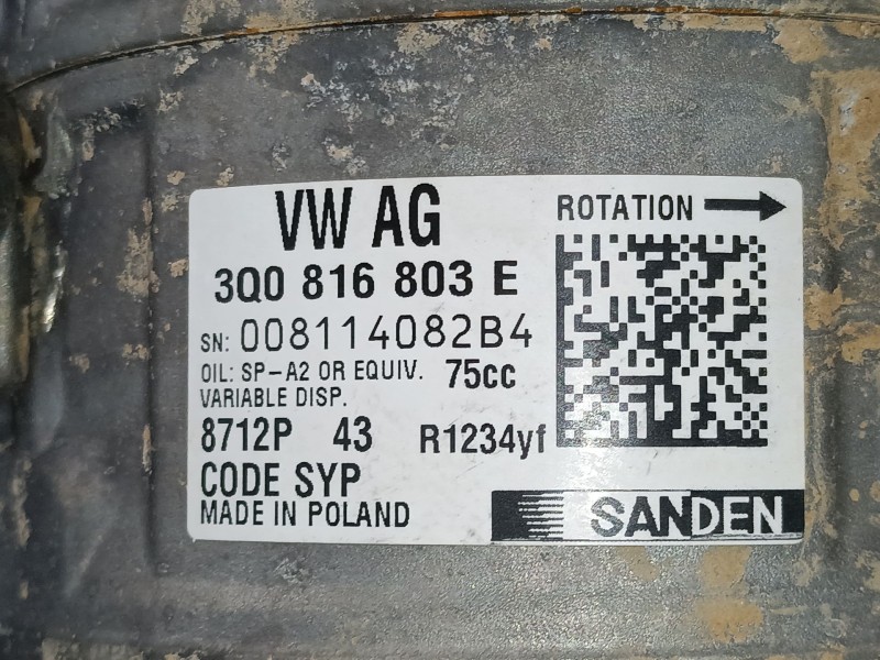 Recambio de compresor aire acondicionado para volkswagen t-cross (c11, d31) 1.0 tsi referencia OEM IAM 3Q0816803E  