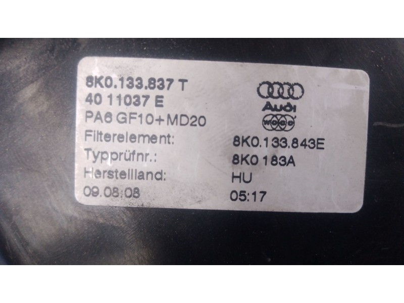 Recambio de filtro aire para audi a4 b8 (8k2) 2.0 tdi referencia OEM IAM   