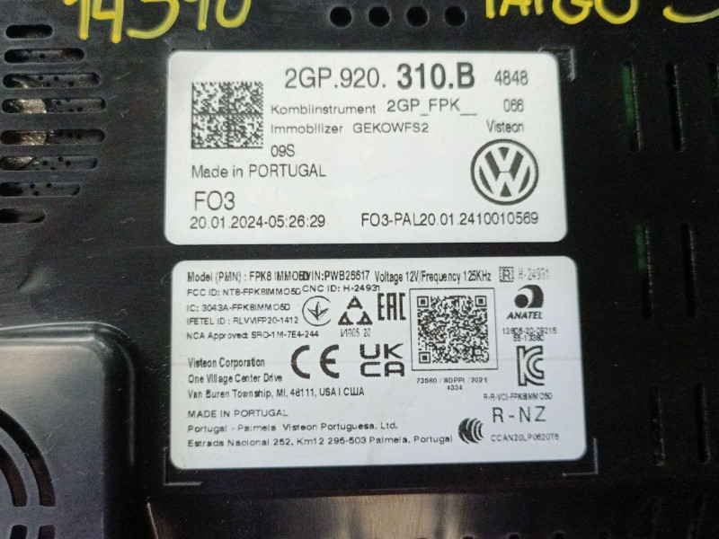 Recambio de cuadro instrumentos para volkswagen taigo (cs1) 1.0 tsi referencia OEM IAM 2GP920310B  