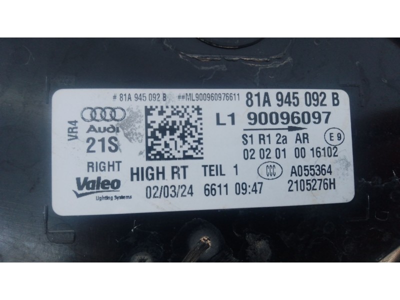 Recambio de piloto trasero derecho para audi q2 (gab, gag) 30 tdi referencia OEM IAM   