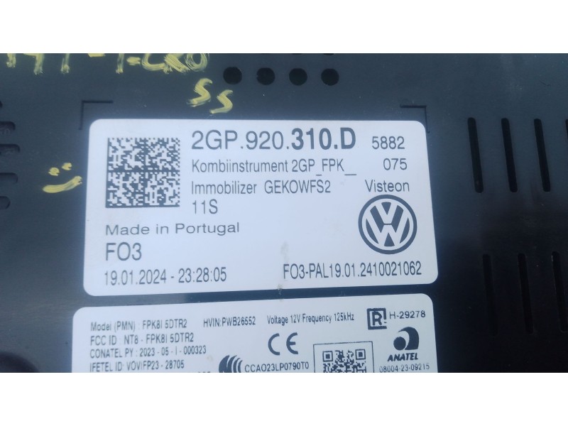 Recambio de cuadro instrumentos para volkswagen t-cross (c11, d31) 1.0 tsi referencia OEM IAM 2GP920310D  