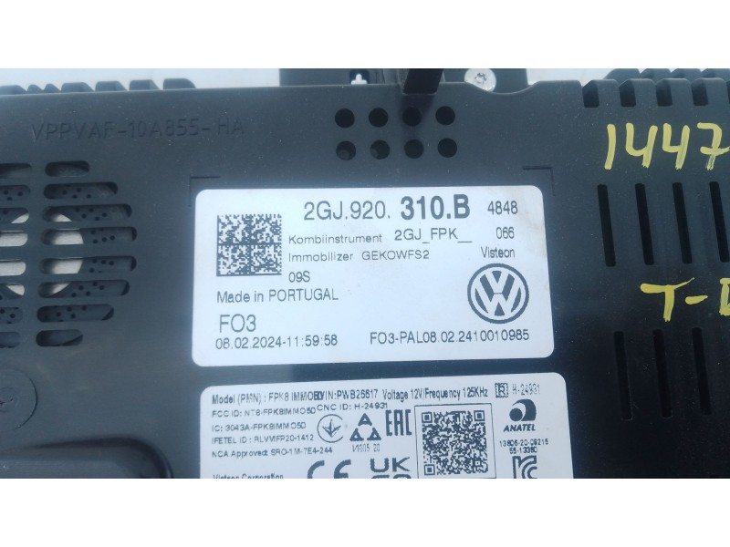 Recambio de cuadro instrumentos para volkswagen t-roc (a11, d11) 1.5 tsi referencia OEM IAM 2GJ920310B  