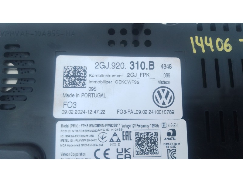 Recambio de cuadro instrumentos para volkswagen t-roc (a11, d11) 1.5 tsi referencia OEM IAM 2GJ920310B  