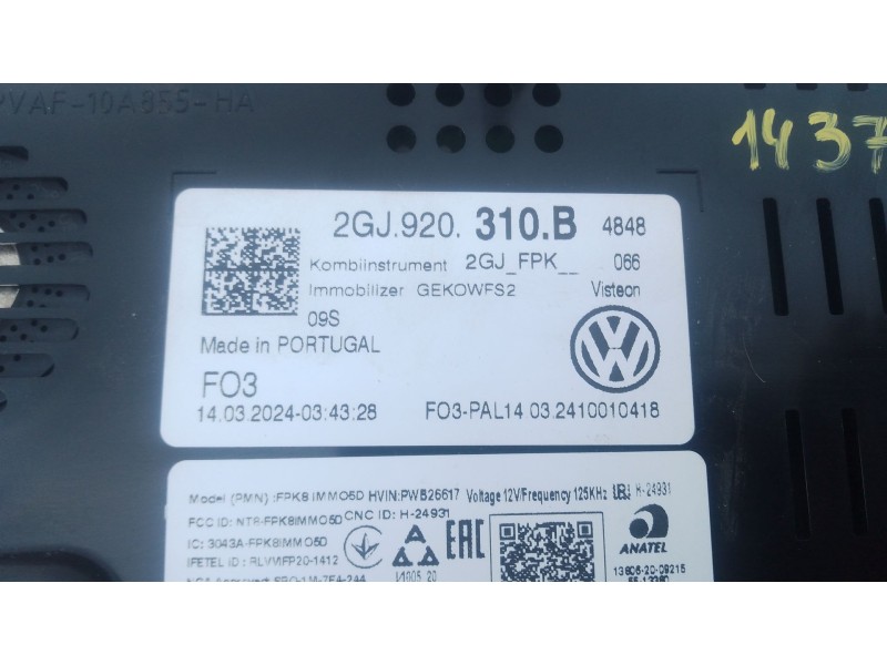 Recambio de cuadro instrumentos para volkswagen t-roc (a11, d11) 1.5 tsi referencia OEM IAM 2GJ920310B  