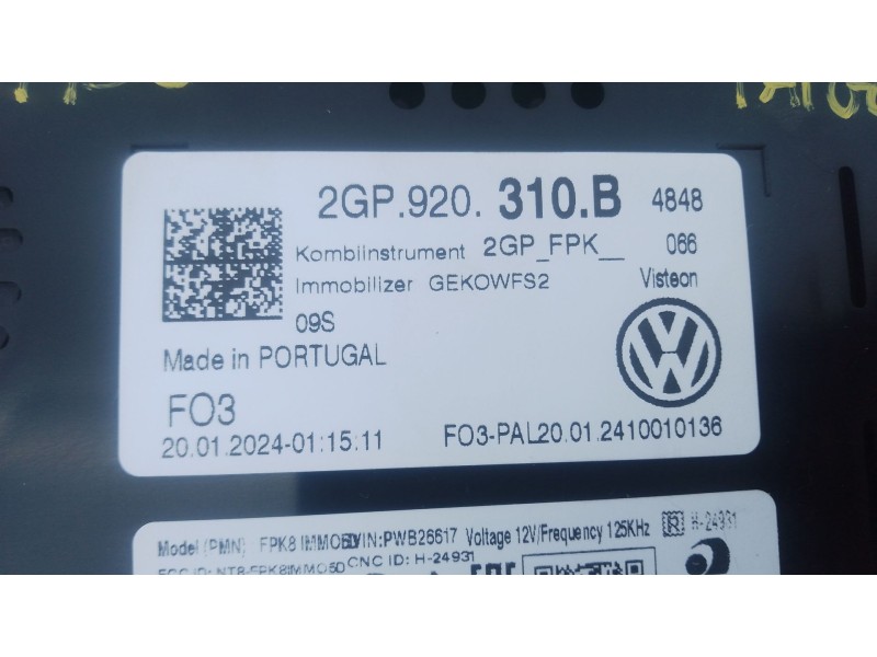 Recambio de cuadro instrumentos para volkswagen taigo (cs1) 1.0 tsi referencia OEM IAM 2GP920320B  