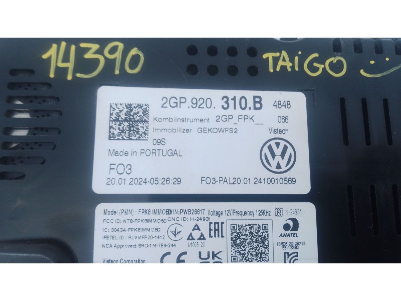 Recambio de cuadro instrumentos para volkswagen taigo (cs1) 1.0 tsi referencia OEM IAM 2GP920310B  