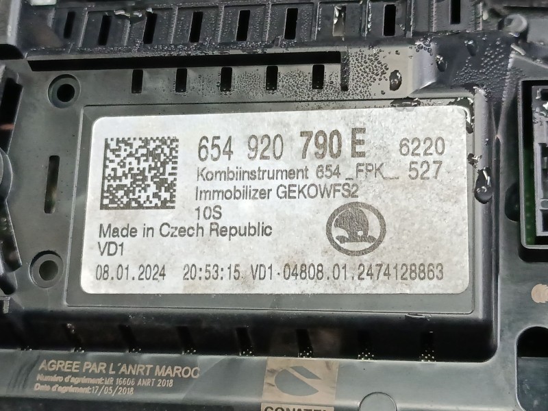 Recambio de cuadro instrumentos para skoda scala (nw1) 1.0 tsi referencia OEM IAM 654920790E  