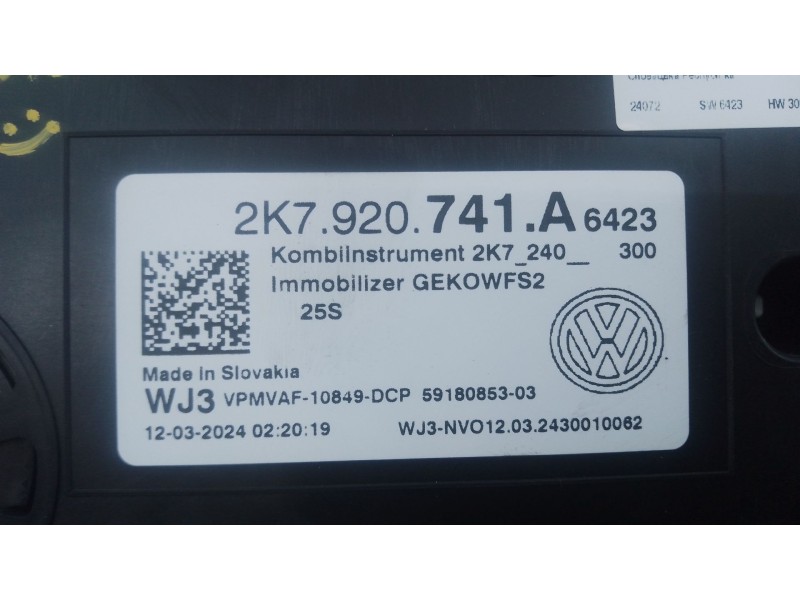 Recambio de cuadro instrumentos para volkswagen caddy v furgoneta/monovolumen (sba, sbh) 2.0 tdi bmt referencia OEM IAM 2K792074