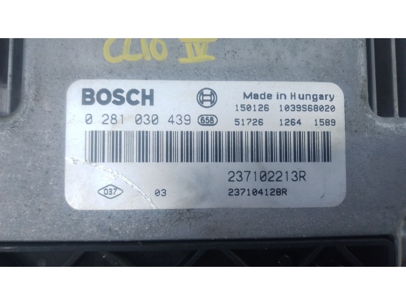 Recambio de centralita motor uce para renault clio iv (bh_) 1.5 dci 75 referencia OEM IAM 237104128R 0281030439 