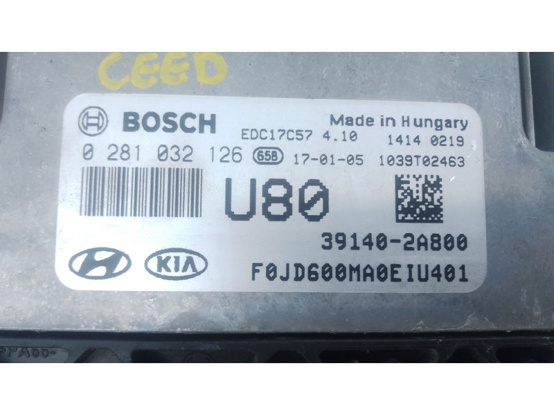 Recambio de centralita motor uce para kia cee´d (jd) 1.4 crdi 90 referencia OEM IAM 391402A800 0281032126 