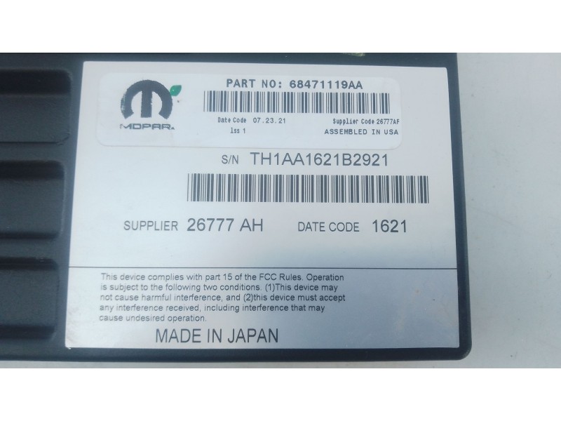 Recambio de modulo electronico para jeep wrangler iv (jl) 2.0 t-gdi (jl72, jl74) referencia OEM IAM   