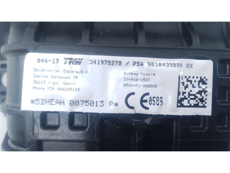 Recambio de airbag delantero derecho para peugeot 3008 ii suv (mc_, mr_, mj_, m4_) 1.2 thp/ puretech 130 (mrhnsm, mrhnsu, mrhnsj