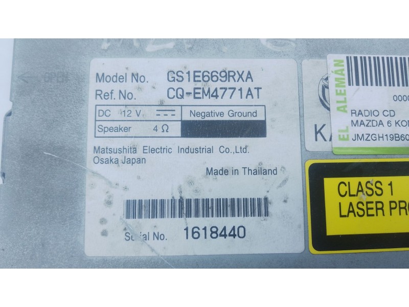 Recambio de sistema audio / radio cd para mazda 6 hatchback (gh) 2.0 mzr-cd (gh14) referencia OEM IAM   
