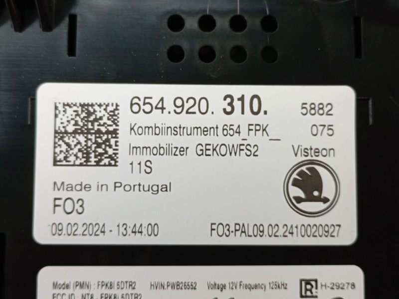 Recambio de cuadro instrumentos para skoda fabia iv (pj3) 1.0 tsi referencia OEM IAM 654920310  