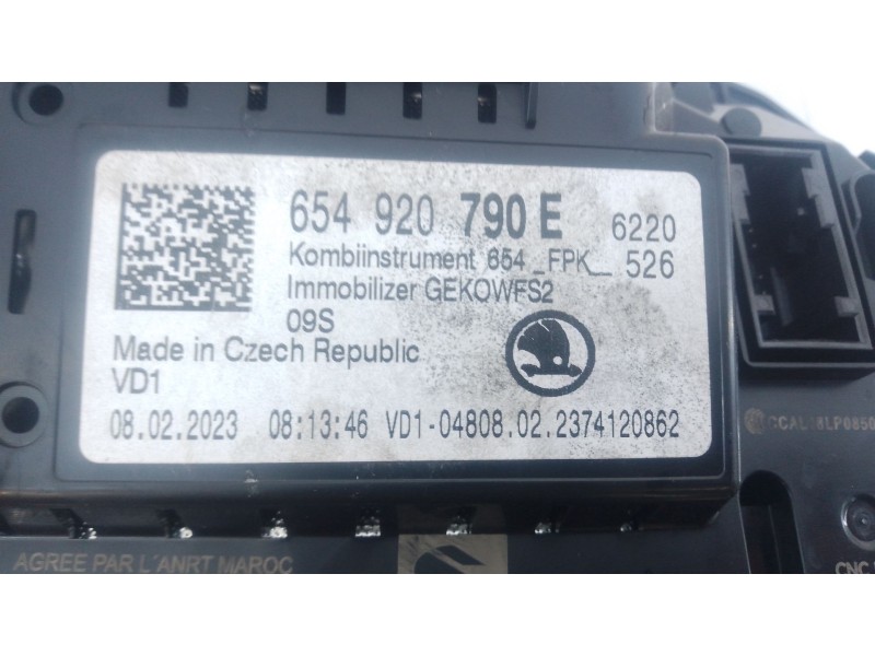 Recambio de cuadro instrumentos para skoda scala (nw1) 1.0 tsi referencia OEM IAM 654920790E  