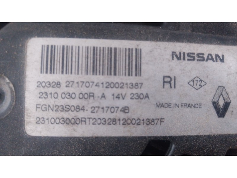 Recambio de alternador para renault kadjar (ha_, hl_) 1.5 blue dci 115 referencia OEM IAM   