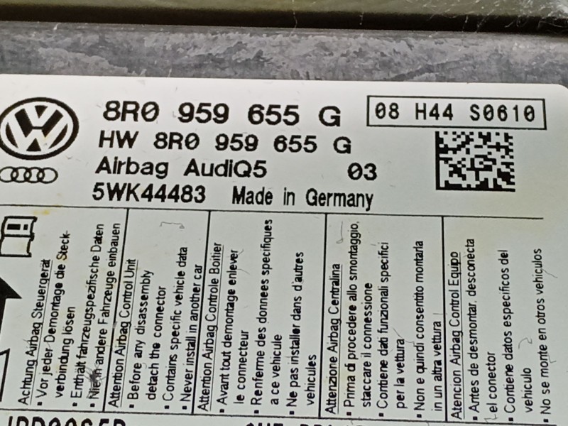 Recambio de centralita airbag para audi q5 (8rb) 2.0 tdi referencia OEM IAM 8RO959655G8H  