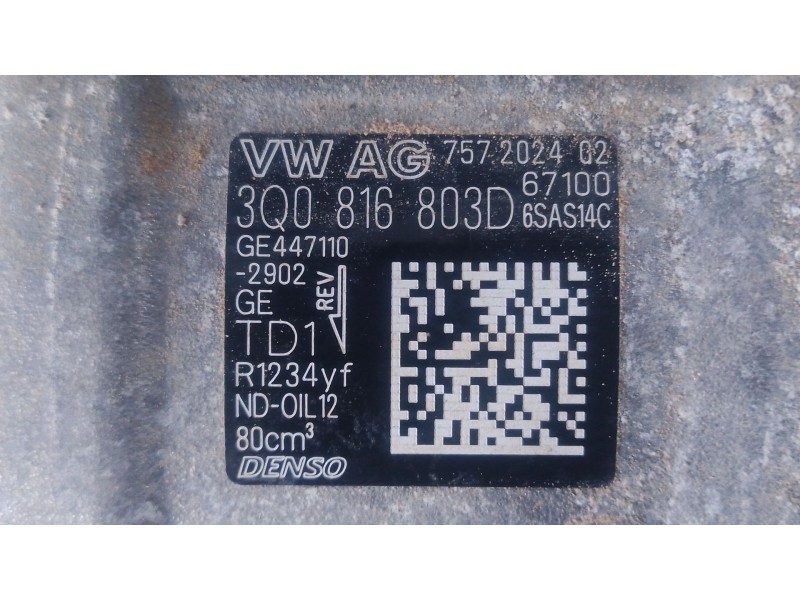 Recambio de compresor aire acondicionado para volkswagen tiguan (ad1, ax1) 2.0 tdi referencia OEM IAM 3Q0816803D  