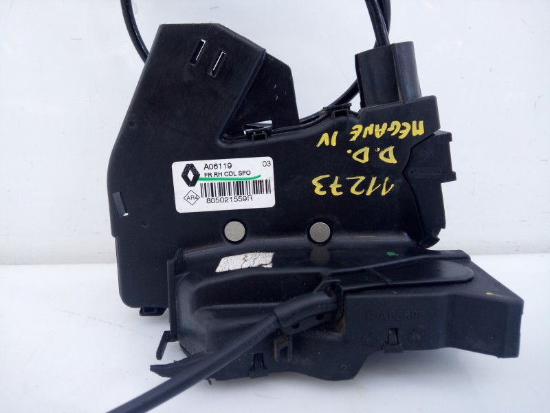 Recambio de cerradura puerta delantera derecha para renault megane iv berlina 5p limited referencia OEM IAM 805021559R A06119 E1