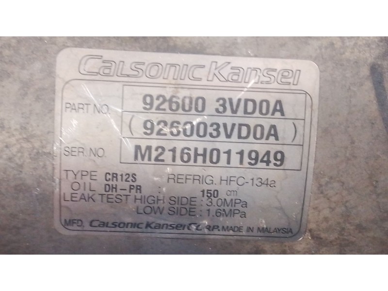 Recambio de compresor aire acondicionado para nissan nv200 furgoneta 1.5 dci 90 (m20, m20m) referencia OEM IAM   