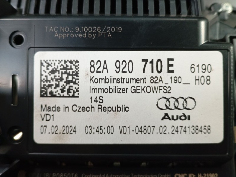 Recambio de cuadro instrumentos para audi a1 sportback (gba) 30 tfsi referencia OEM IAM 82A920710E  