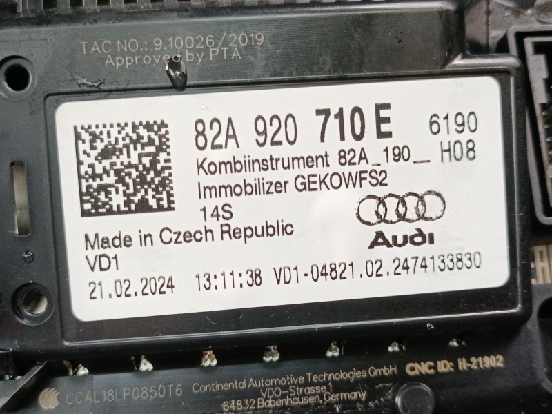 Recambio de cuadro instrumentos para audi a1 sportback (gba) 30 tfsi referencia OEM IAM 82A920710E  