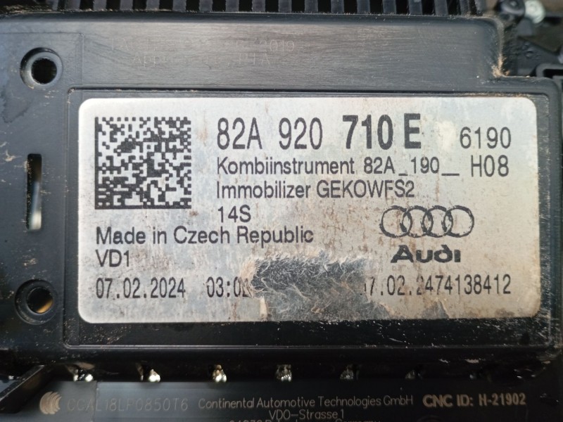 Recambio de cuadro instrumentos para audi a1 sportback (gba) 30 tfsi referencia OEM IAM 82A920710E  