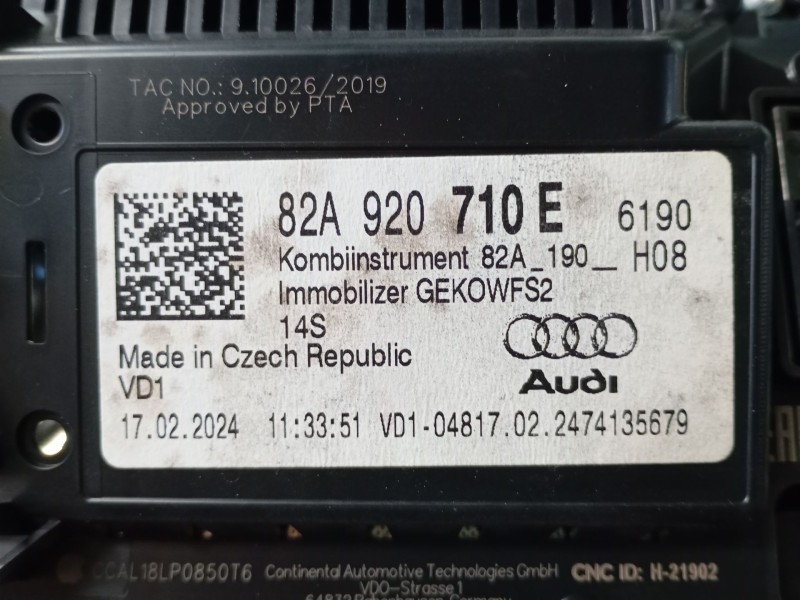 Recambio de cuadro instrumentos para audi a1 sportback (gba) 30 tfsi referencia OEM IAM 82A920710E  