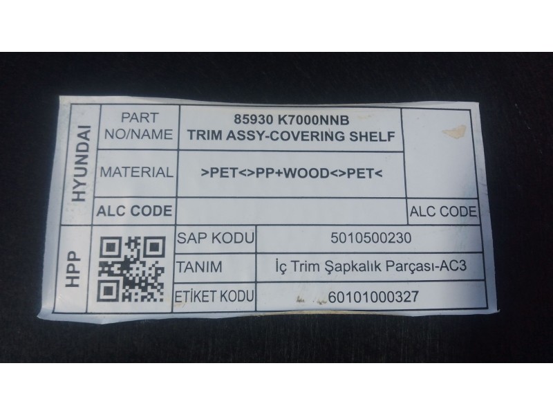Recambio de bandeja trasera para hyundai i10 iii (ac3, ai3) 1.0 mpi referencia OEM IAM   