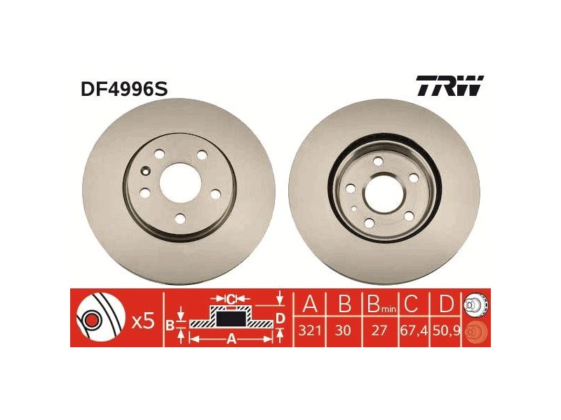 Recambio de disco freno delantero para opel insignia a (g09) 2.0 cdti (68) referencia OEM IAM DF4996S 3322937951628 