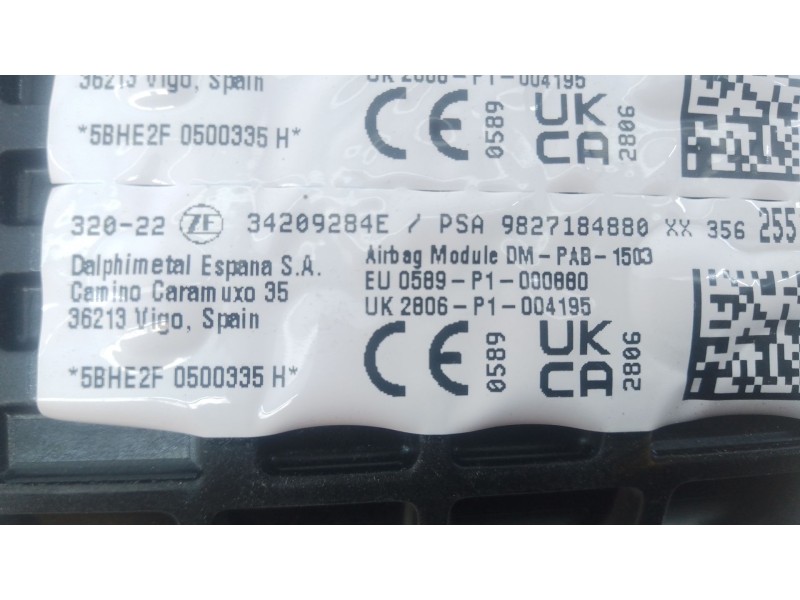 Recambio de airbag delantero derecho para citroën c3 aircross i (2r_, 2c_) 1.2 puretech 110 (2rhnzb, 2rhnzw, 2rhnpx, 2rhnpj) ref