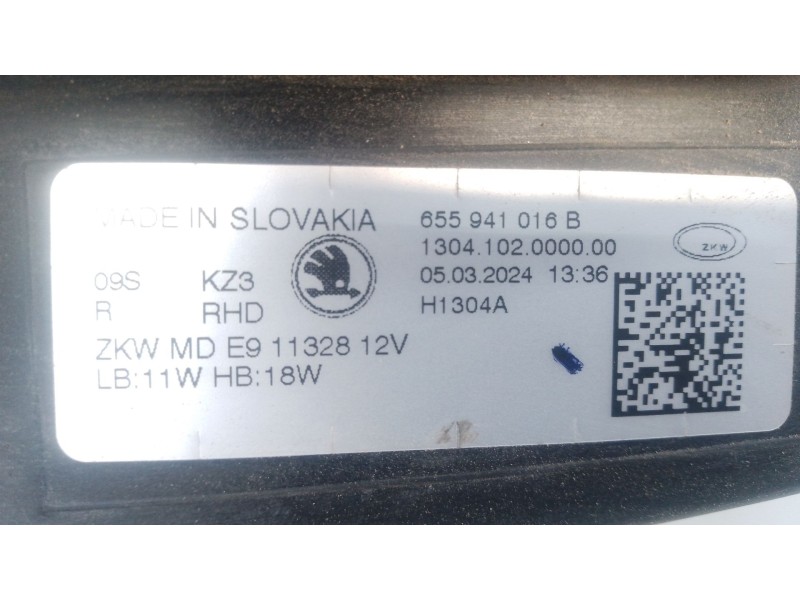 Recambio de faro derecho xenon para skoda kamiq (nw4) 1.0 tsi referencia OEM IAM 655941016B  