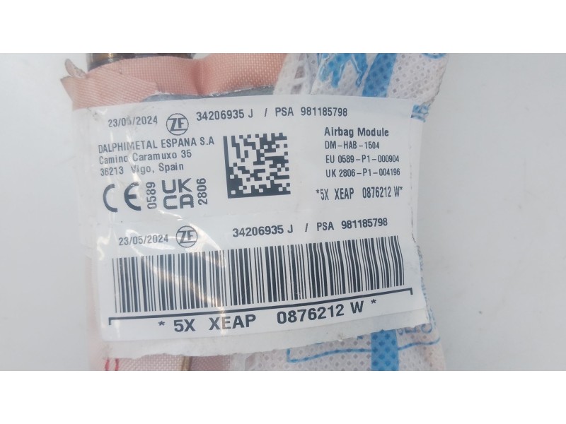 Recambio de airbag cortina delantero derecho para citroën c3 iii (sx) 1.5 bluehdi 100 (sxyhyp, sxyhtu) referencia OEM IAM   