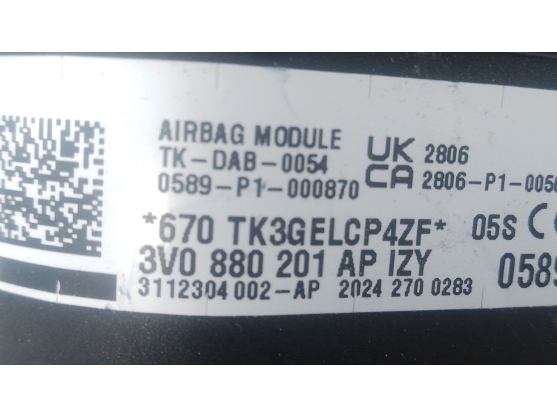 Recambio de kit airbag para skoda scala (nw1) 1.5 tsi referencia OEM IAM 2Q0959655BL  