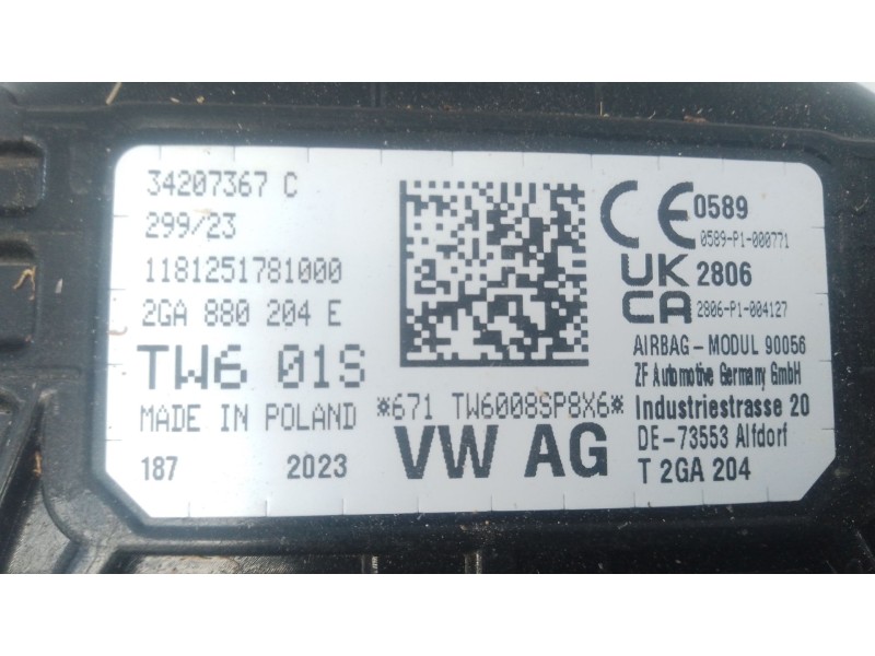 Recambio de airbag delantero derecho para volkswagen t-roc (a11, d11) 2.0 tdi scr referencia OEM IAM   
