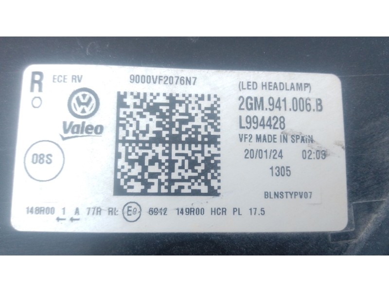 Recambio de faro derecho xenon para volkswagen t-cross (c11, d31) 1.0 tsi referencia OEM IAM   